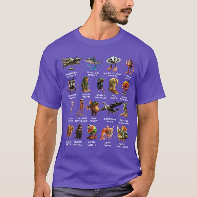 Italienische Brainrot-Liste T-Shirt (Vorderseite)