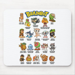 Italienische Brainrot Meme Charaktere über absurde Mousepad