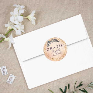 Italienische Chic Olive Branch & Gold Lattice Runder Aufkleber