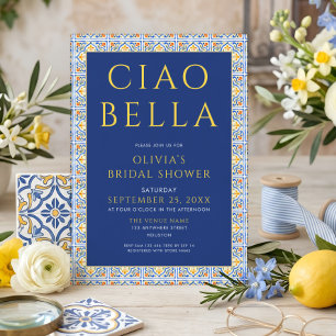 Italienische Ciao Bella Blue Bridal Shower Einladung