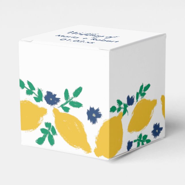 Italienische Citrus Lemon Hand Drawn Wedding Geschenkschachtel (Vorderseite)