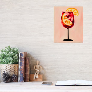 Italienische Cocktail-Orangengarne Wasserfarbe leb Poster