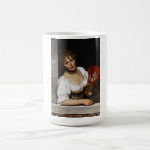 Italienische Dame mit einem roten Fan Kaffeetasse