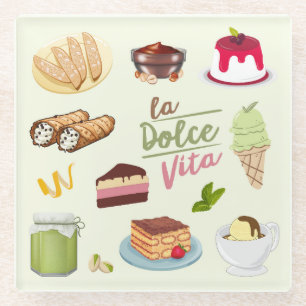 Italienische Desserts Süßigkeiten Glasuntersetzer
