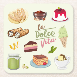 Italienische Desserts Süßigkeiten Rechteckiger Pappuntersetzer