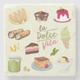 Italienische Desserts Süßigkeiten Steinuntersetzer