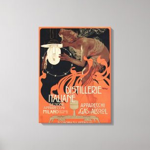 Italienische Destillerie Vintage Art Nouveau Likör Leinwanddruck