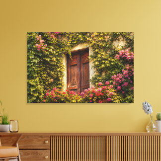 Italienische Efeu-Fenster-Leinwand Leinwanddruck