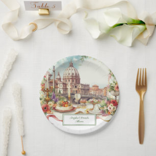 Italienische Einladung Hochzeitsessen in Italien Pappteller