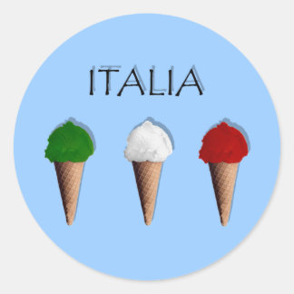 Italienische Eiscremeflagge Gelati Italia Runder Aufkleber