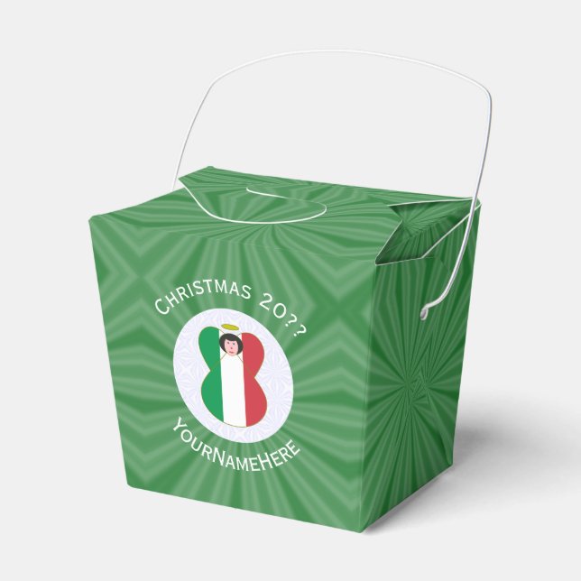 Italienische Engel-Weihnachtsfahne Personalisiert Geschenkschachtel (Vorderseite)