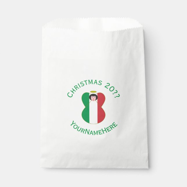 Italienische Engel-Weihnachtsfahne Personalisiert Geschenktütchen (Vorderseite)