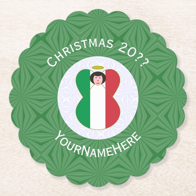 Italienische Engel-Weihnachtsfahne Personalisiert Untersetzer (Vorderseite)