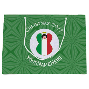Italienische Engelsweihnachtsflagge personalisiert Große Geschenktüte