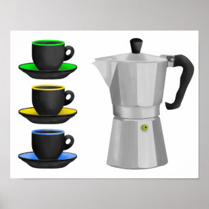 Italienische Espresso-Kaffeekanne Poster