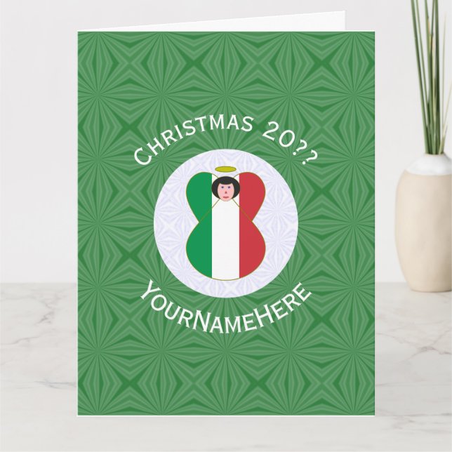 Italienische Fahne Engel Weihnachten Personalisier Karte (Vorderseite)