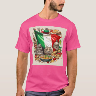 Italienische Fahne mit Sehenswürdigkeiten und Lebe T-Shirt