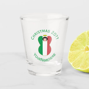 Italienische Fahne Weihnachtsgel Personalisiert Schnapsglas