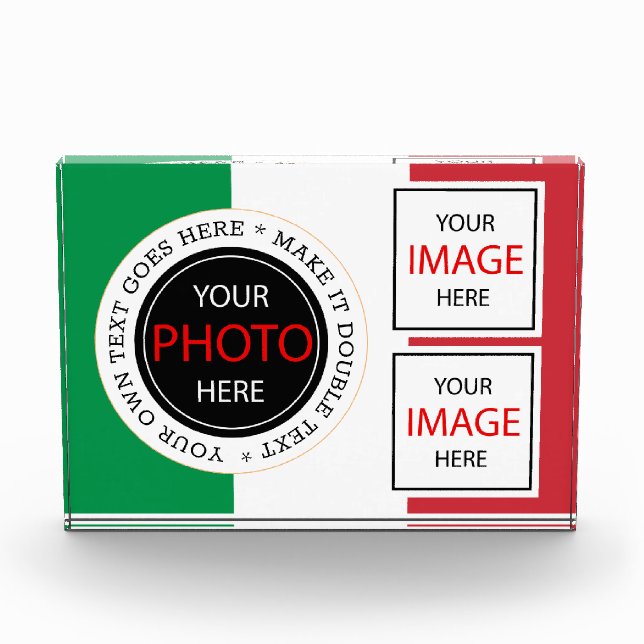 Italienische Flag Foto Block & Italien Glasrahmen (Vorderseite)