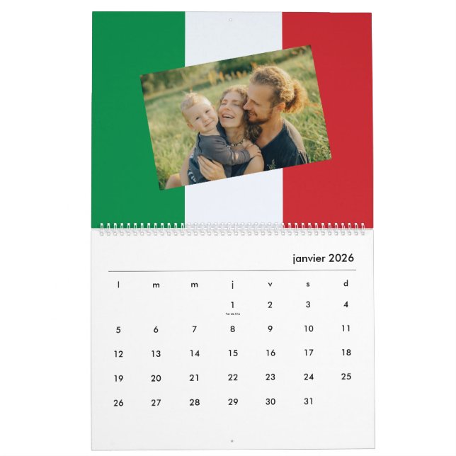 Italienische Flagge 2026 Kalender Personalizzato C (Jan 2026)