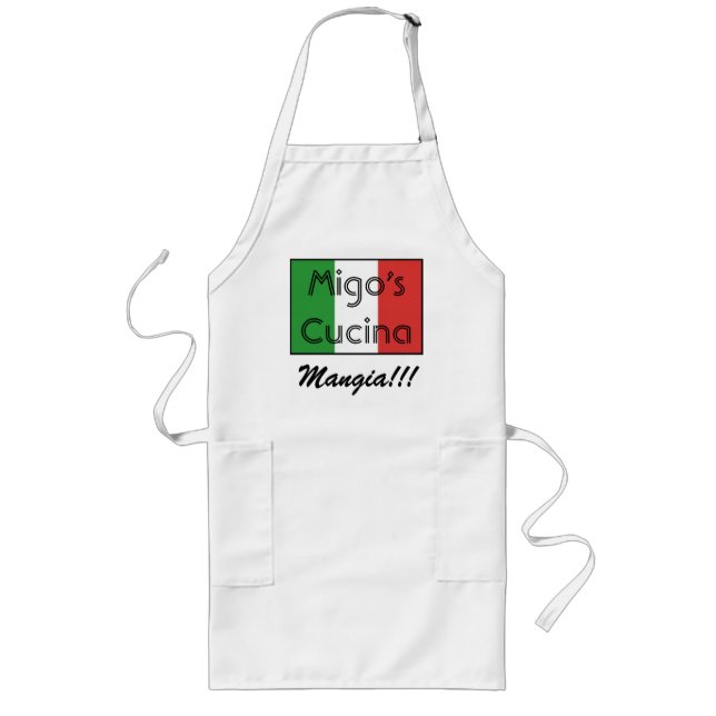 italienische Flagge 3, Migos Cucina, Mangia!!! Lange Schürze (Vorne)