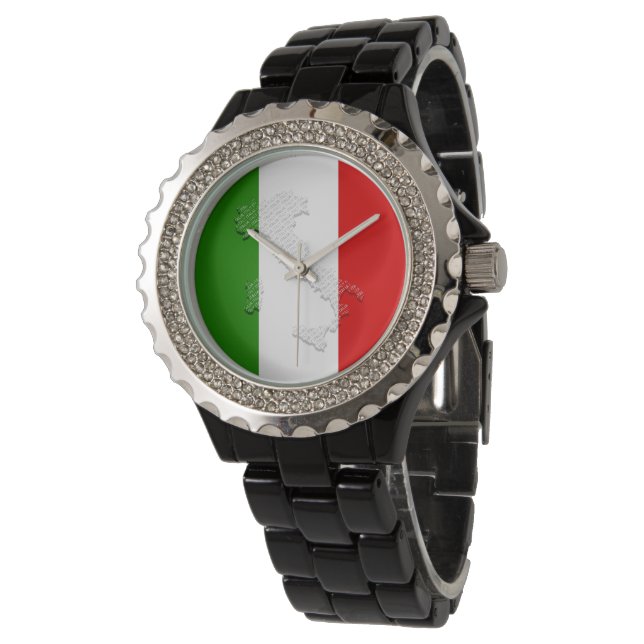Italienische Flagge Armbanduhr (Schrägansicht)