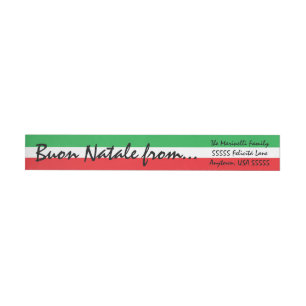 Italienische Flagge Buon Natale Rundum-Adressaufkleber