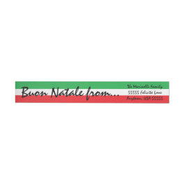 Italienische Flagge Buon Natale Weihnachtsgrüße Rü Rundum-Adressaufkleber