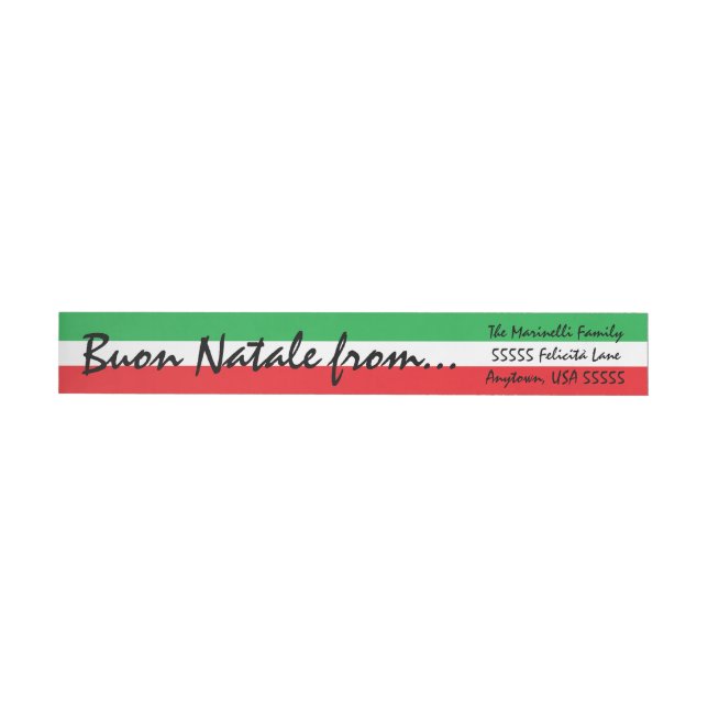 Italienische Flagge Buon Natale Weihnachtsgrüße Rü Rundum-Adressaufkleber (Person)