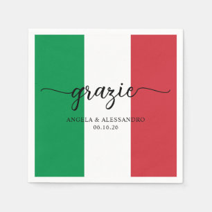 Italienische Flagge Elegante Kalligrafie Grazie Serviette