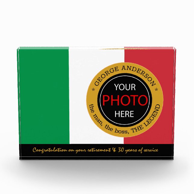 Italienische Flagge Foto Block & Italien / Name Ab (Vorderseite)