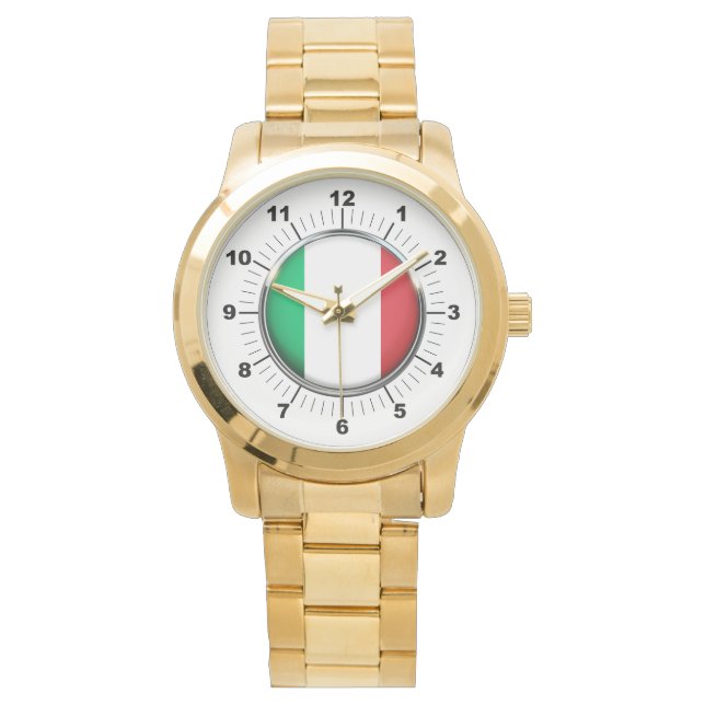 Italienische Flagge für Frauen Oversized Gold Brac Armbanduhr (Vorderseite)