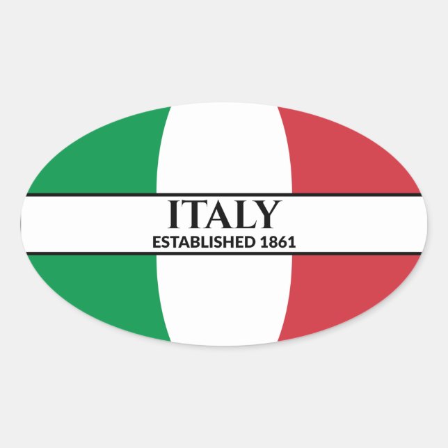 Italienische Flagge für Schwarzen Text 1861 Ovaler Aufkleber (Vorderseite)