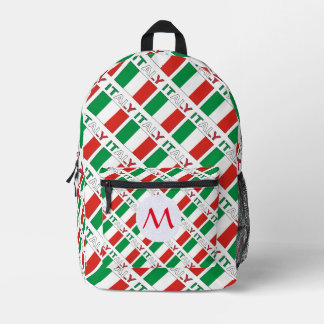 Italienische Flagge gekachelt monogrammiert Bedruckter Rucksack