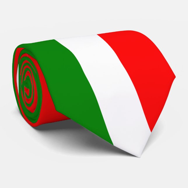 Italienische Flagge - Grüne, weiße und rote Farbe Krawatte (Gerollt)