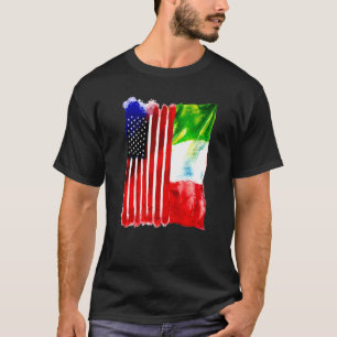 Italienische Flagge Halbamerikanischer Halbfinnisc T-Shirt