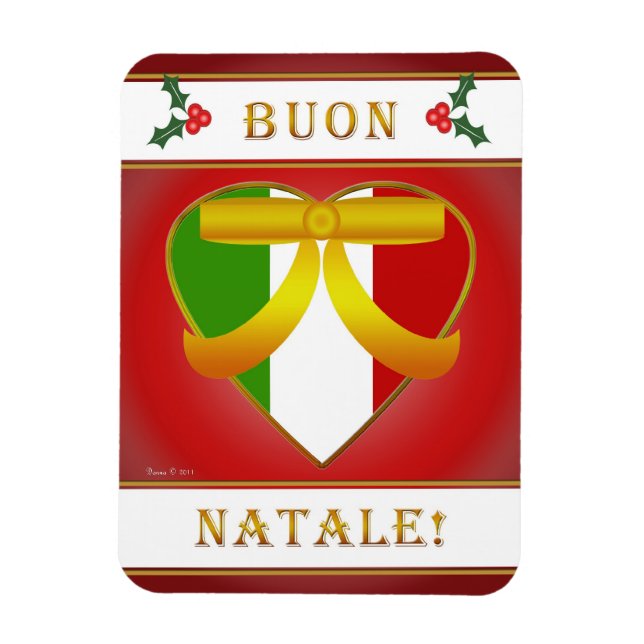 Italienische Flagge Herz Buon Natale (Weihnachten) Magnet (Vertikal)