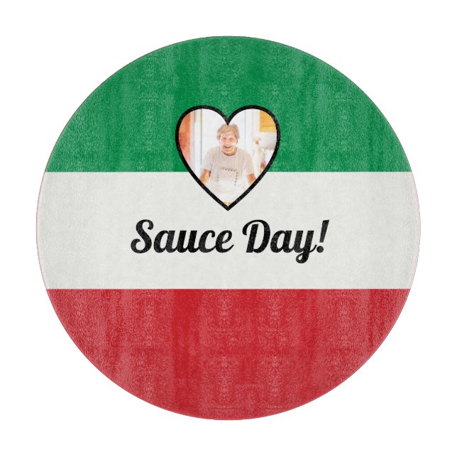 Italienische Flagge Herzlich Willkommen Foto Sauce Schneidebrett (Vorderseite)