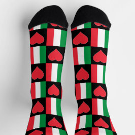 Italienische Flagge Herzmuster Italien Nationalsto Socken