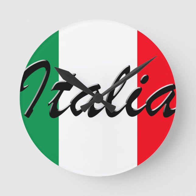 Italienische Flagge - hohe Qualität Runde Wanduhr (Vorderseite)