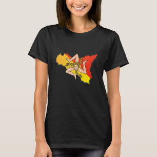 Italienische Flagge in der sizilianischen Kontur S T-Shirt