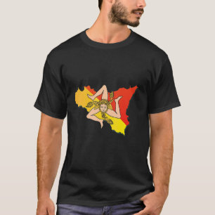 Italienische Flagge in der sizilianischen Kontur S T-Shirt