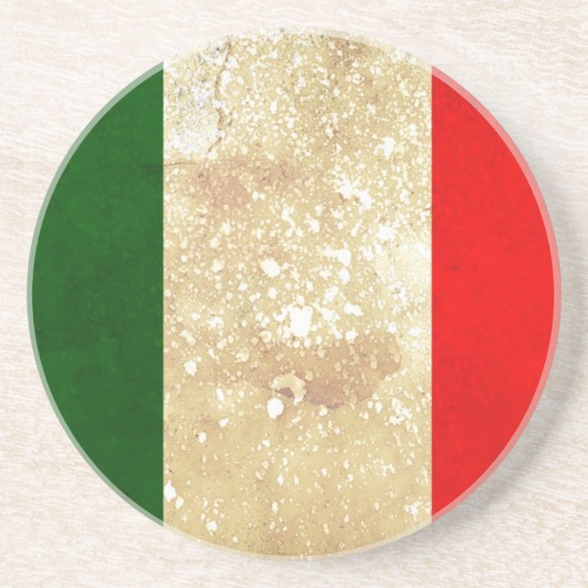 Italienische Flagge in Grunge Sandstein Untersetzer (Vorne)