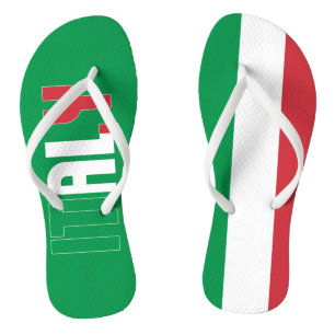 Italienische Flagge Inschrift Grün Rot Weiß Patrio Flip Flops