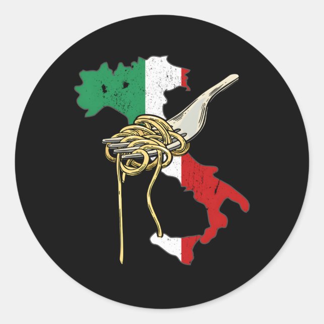 Italienische Flagge Italia Karte Spaghetti Pasta I Runder Aufkleber (Vorderseite)