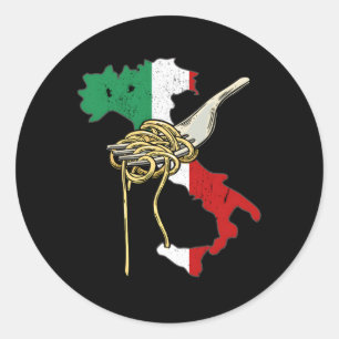 Italienische Flagge Italia Karte Spaghetti Pasta I Runder Aufkleber