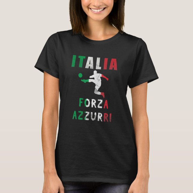 Italienische Flagge Italien Jersey Forza Azzuri It T-Shirt (Vorderseite)