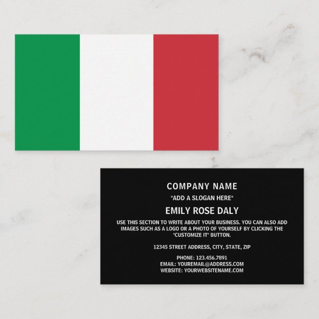 Italienische Flagge, italienische Flagge Visitenkarte (Vorne/Hinten)