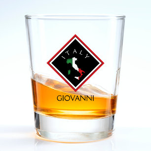 Italienische Flagge Italienische Karte Schwarzer D Schnapsglas