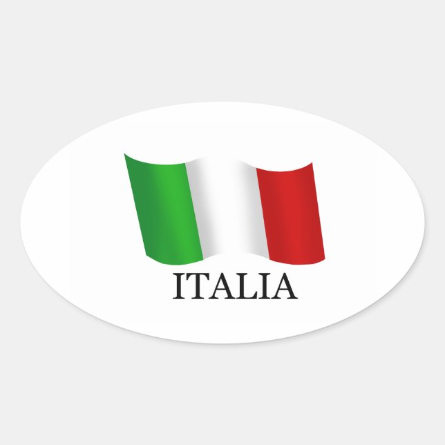 Italienische Flagge Italiens Ovaler Aufkleber (Vorderseite)